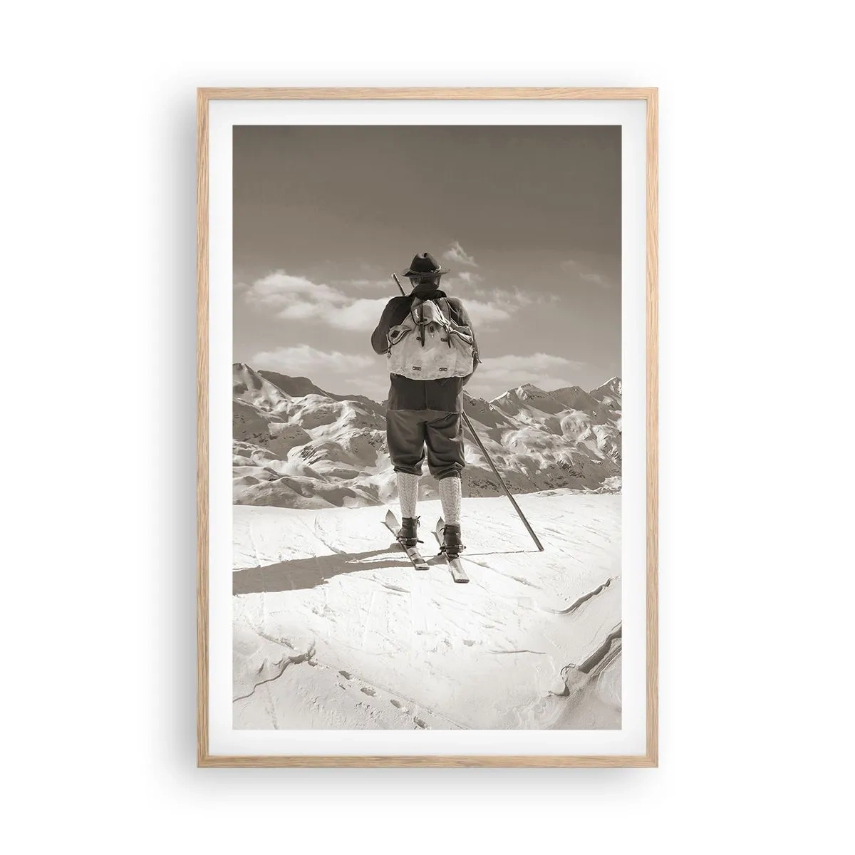 Een poster in een licht eiken lijst - En de bergen blijven onveranderd - 61x91 cm