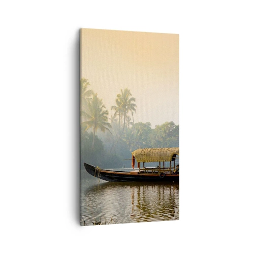 Schilderen op canvas - Huis aan de rivier - 45x80 cm