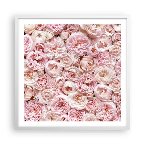 Poster in een witte lijst - Een bed van rozen - 60x60 cm