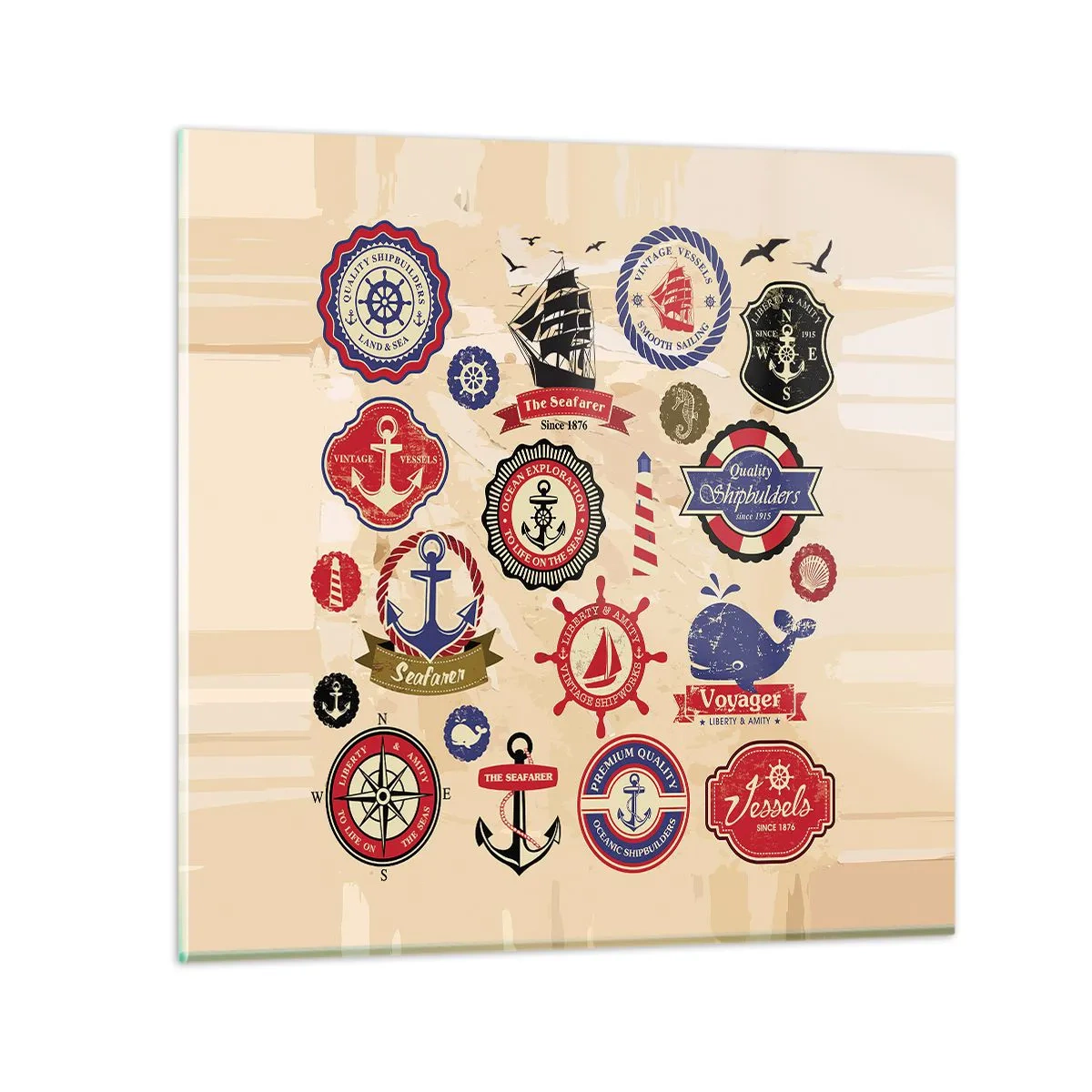 Schilderen op glas - Zeilende broederschap - 60x60 cm