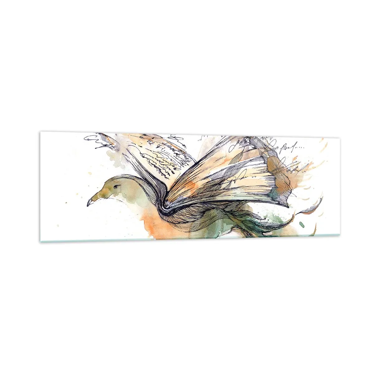 Schilderen op glas - Op de vleugels van poëzie - 160x50 cm