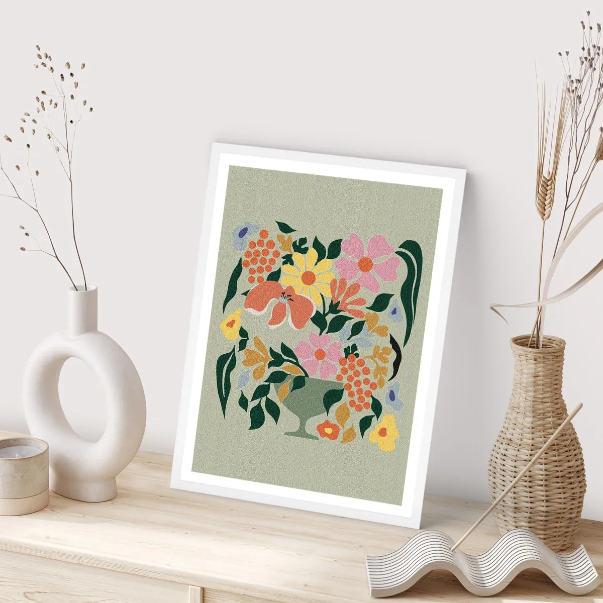 Poster in een witte lijst - Een boeket vol leven - 40x50 cm