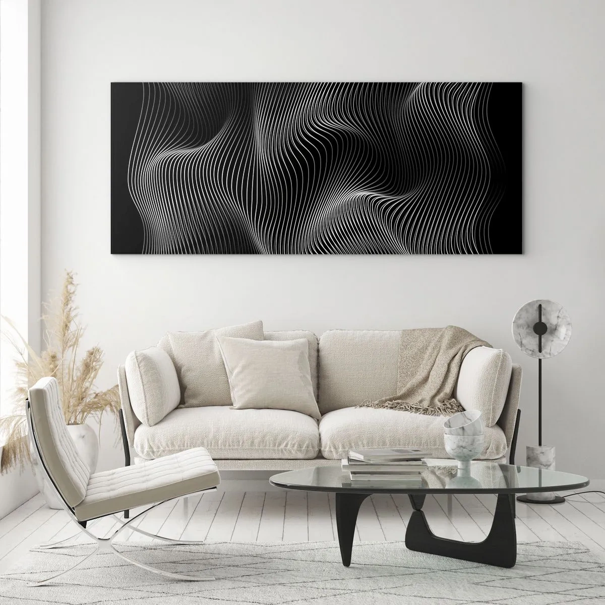 Schilderen op glas - Dans van licht in de ruimte - 100x40 cm