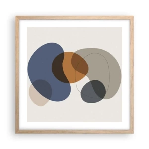 Een poster in een licht eiken lijst - Kleur druppels - 50x50 cm