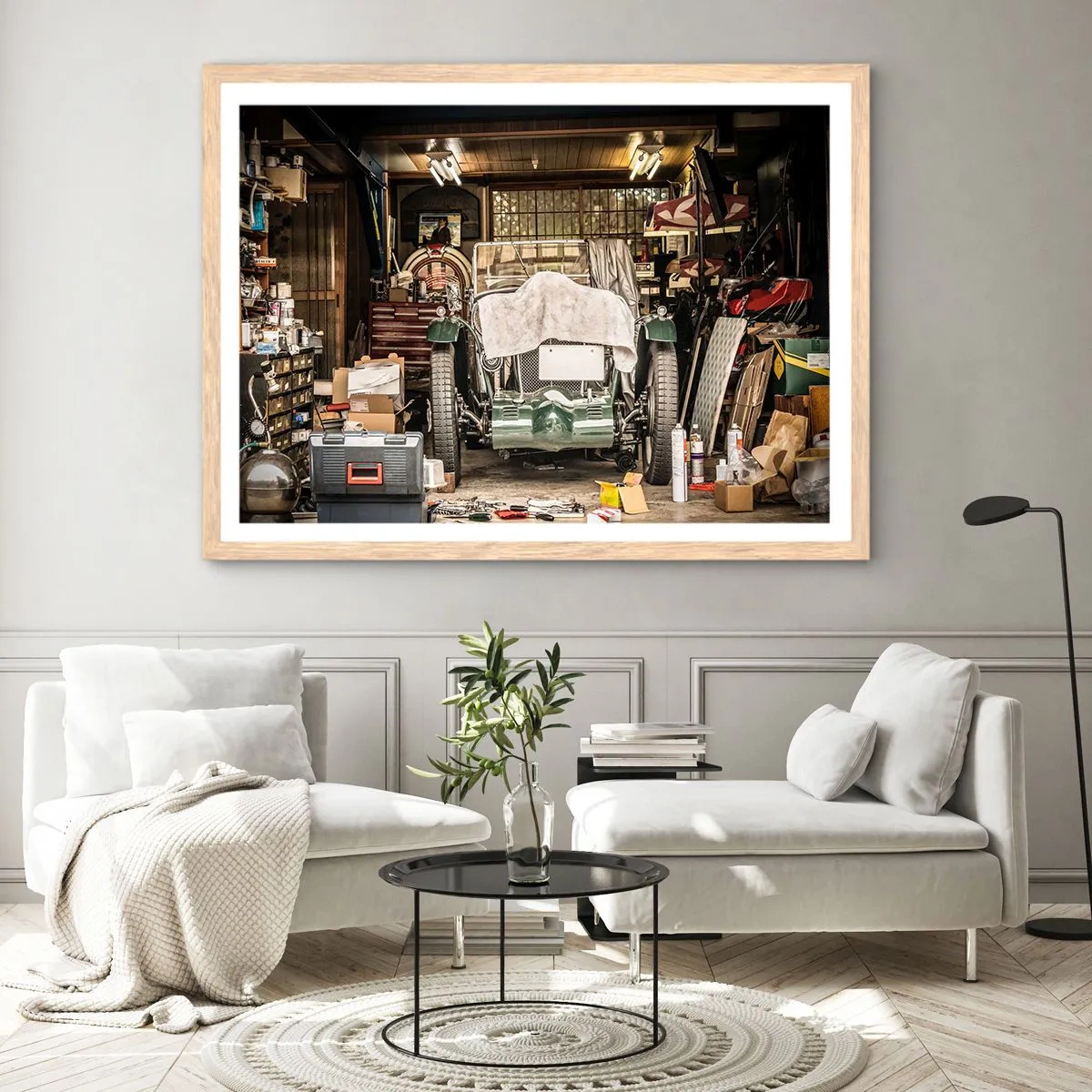 Een poster in een licht eiken lijst - Terug naar het verleden - 91x61 cm