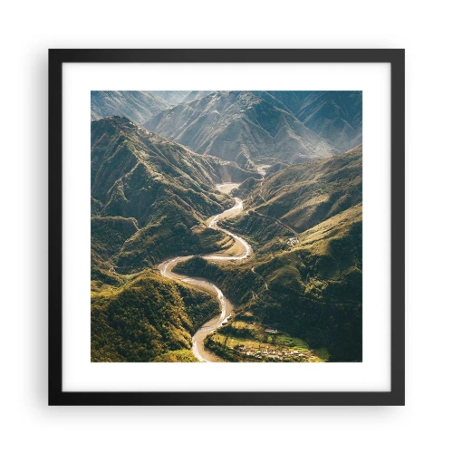 Poster in een zwarte lijst - Recht uit het hart van de bergen - 40x40 cm