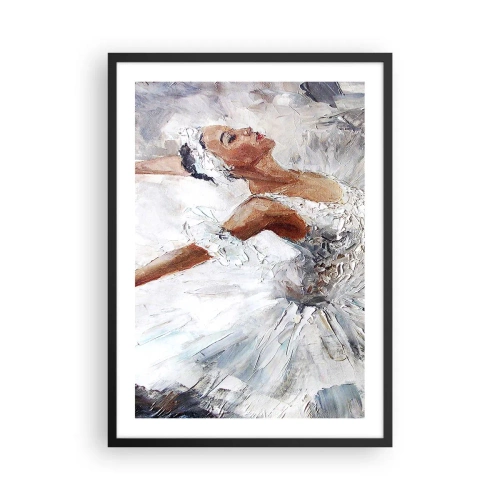 Poster in een zwarte lijst - Een ballerina in een witte, schilderachtige outfit - 50x70cm - Delicaat en licht als tule - Moderne wanddecoratie voor woonkamer en slaapkamer ARTTOR