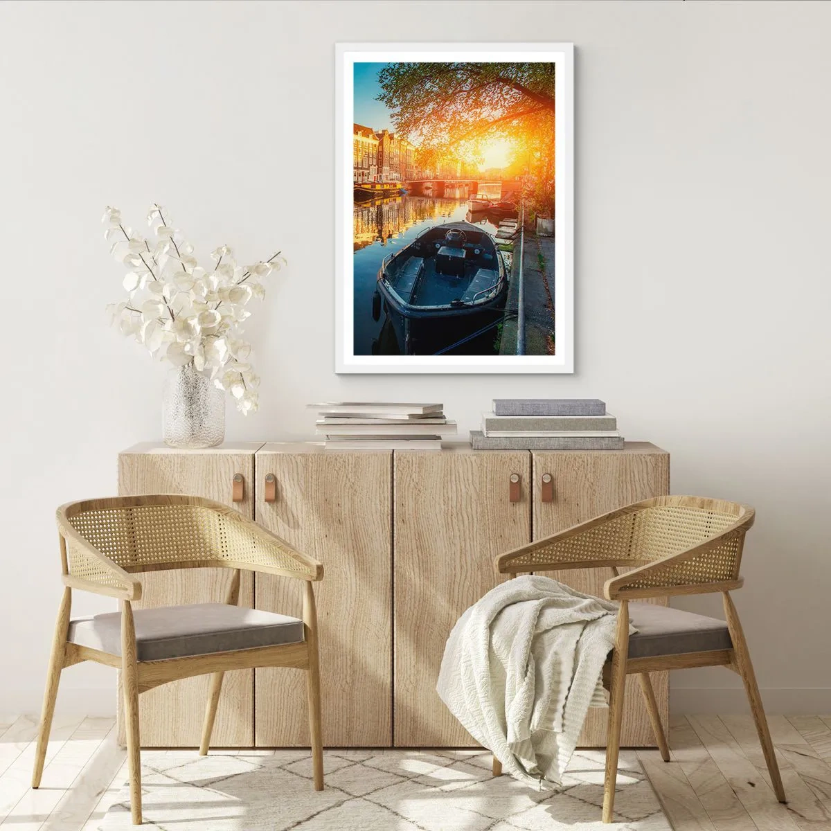 Poster in een witte lijst - Ochtend in Amsterdam - 61x91 cm