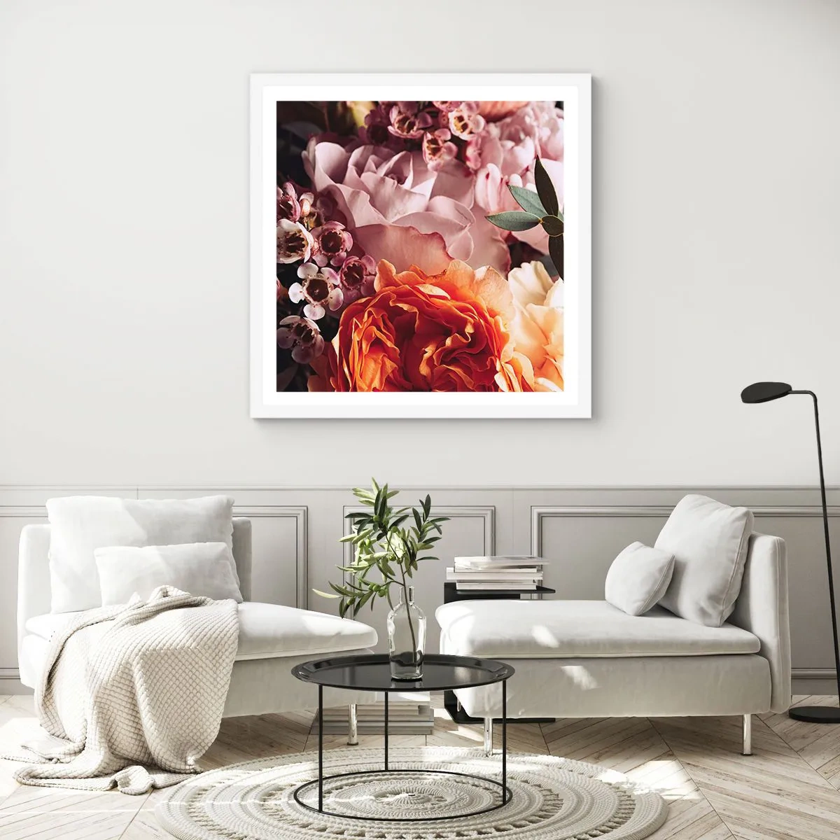 Poster in een witte lijst - Gehuld in schoonheid - 40x40 cm