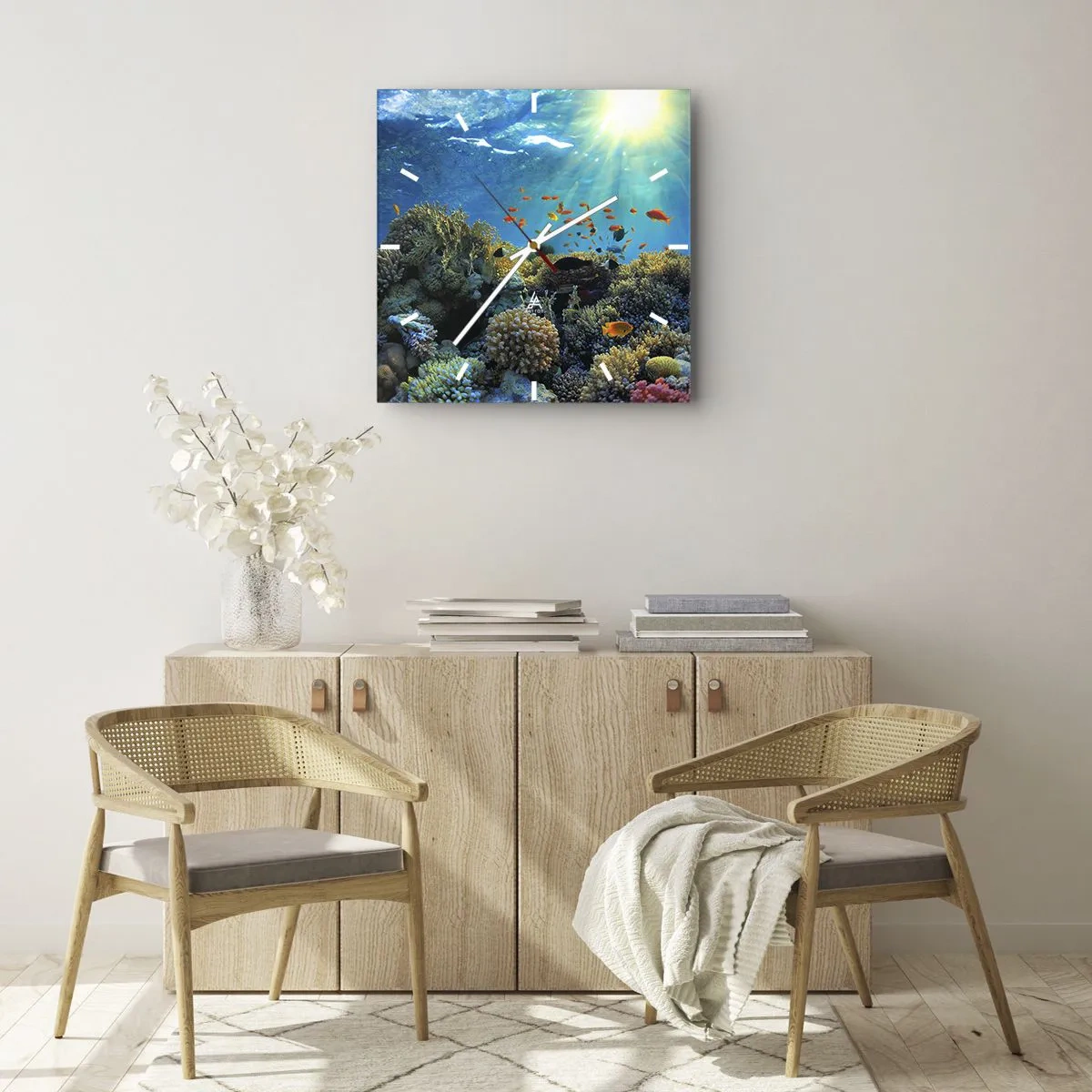 Wandklok - Klok - Onderwater schatten - 40x40 cm