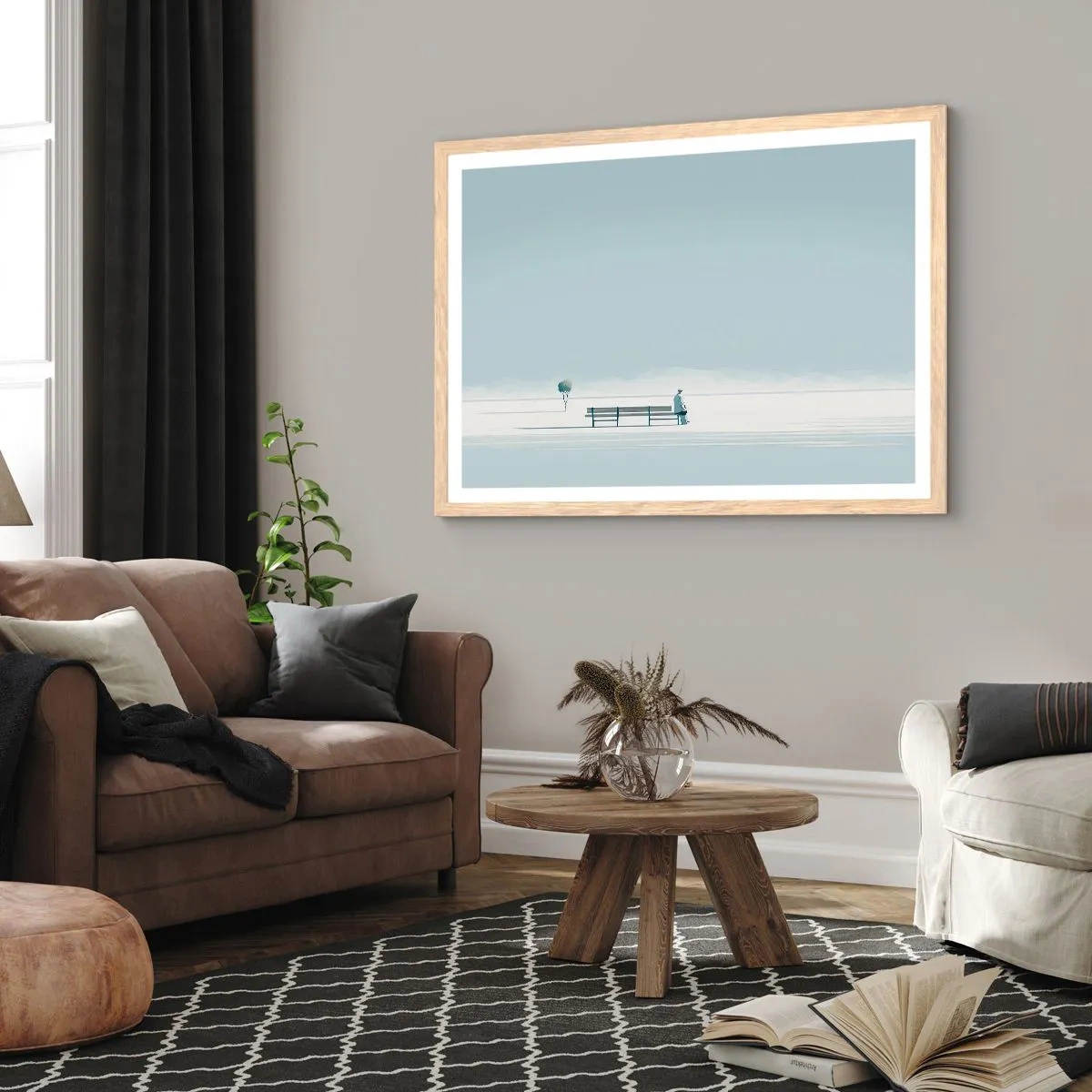 Een poster in een licht eiken lijst - Ja, ik wacht. - 91x61 cm