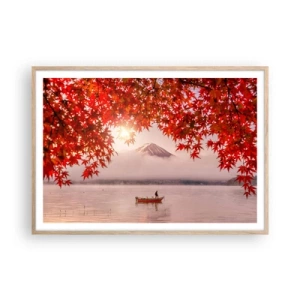 Een poster in een licht eiken lijst - In het Japanse klimaat - 100x70 cm