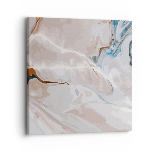 Schilderen op canvas - Blauw kronkelt onder het wit - 30x30 cm