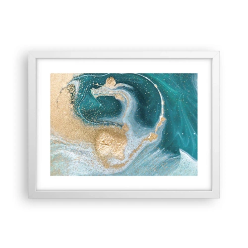 Poster in een witte lijst - Een werveling van goud en turkoois - 40x30 cm