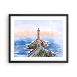 Poster in een zwarte lijst - Kijkend naar de zee - 50x40 cm