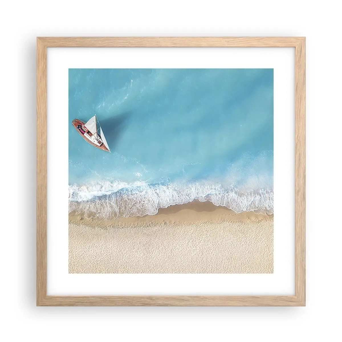 Een poster in een licht eiken lijst - Op de grens van blauw en goud - 40x40 cm