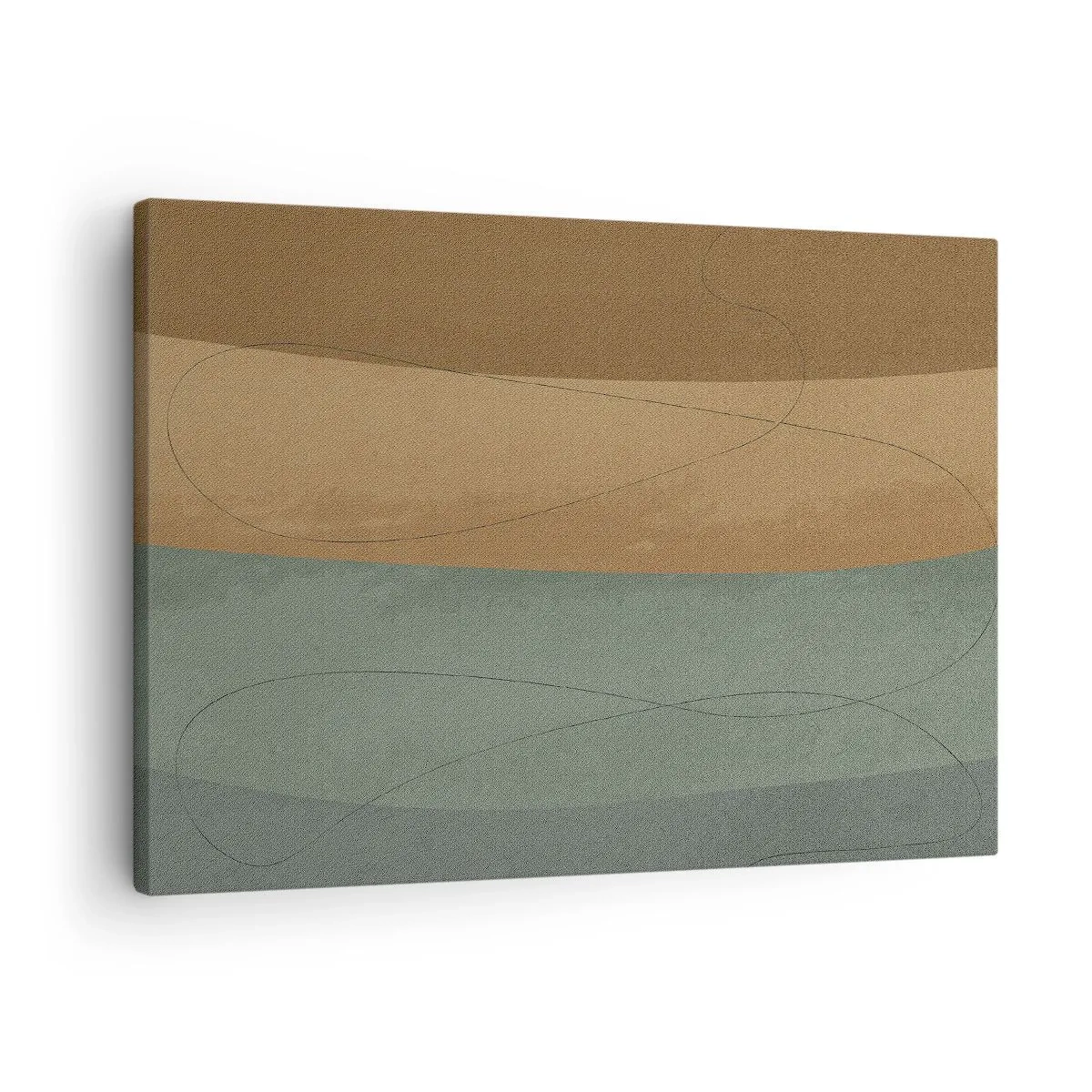 Schilderen op canvas - Abstracte compositie in natuurlijke aardtinten - 70x50cm - Horizontale compositie - Moderne wanddecoratie voor woonkamer en slaapkamer ARTTOR