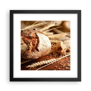 Poster in een zwarte lijst - Smakelijk, geurig, knapperig - 30x30 cm