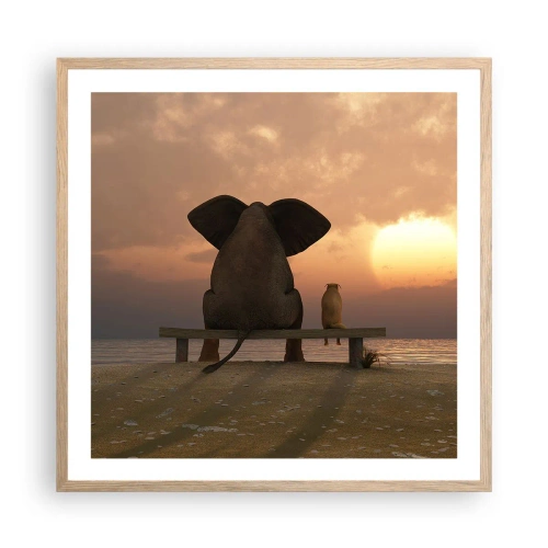 Een poster in een licht eiken lijst - Het is goed om samen stil te zijn - 60x60 cm