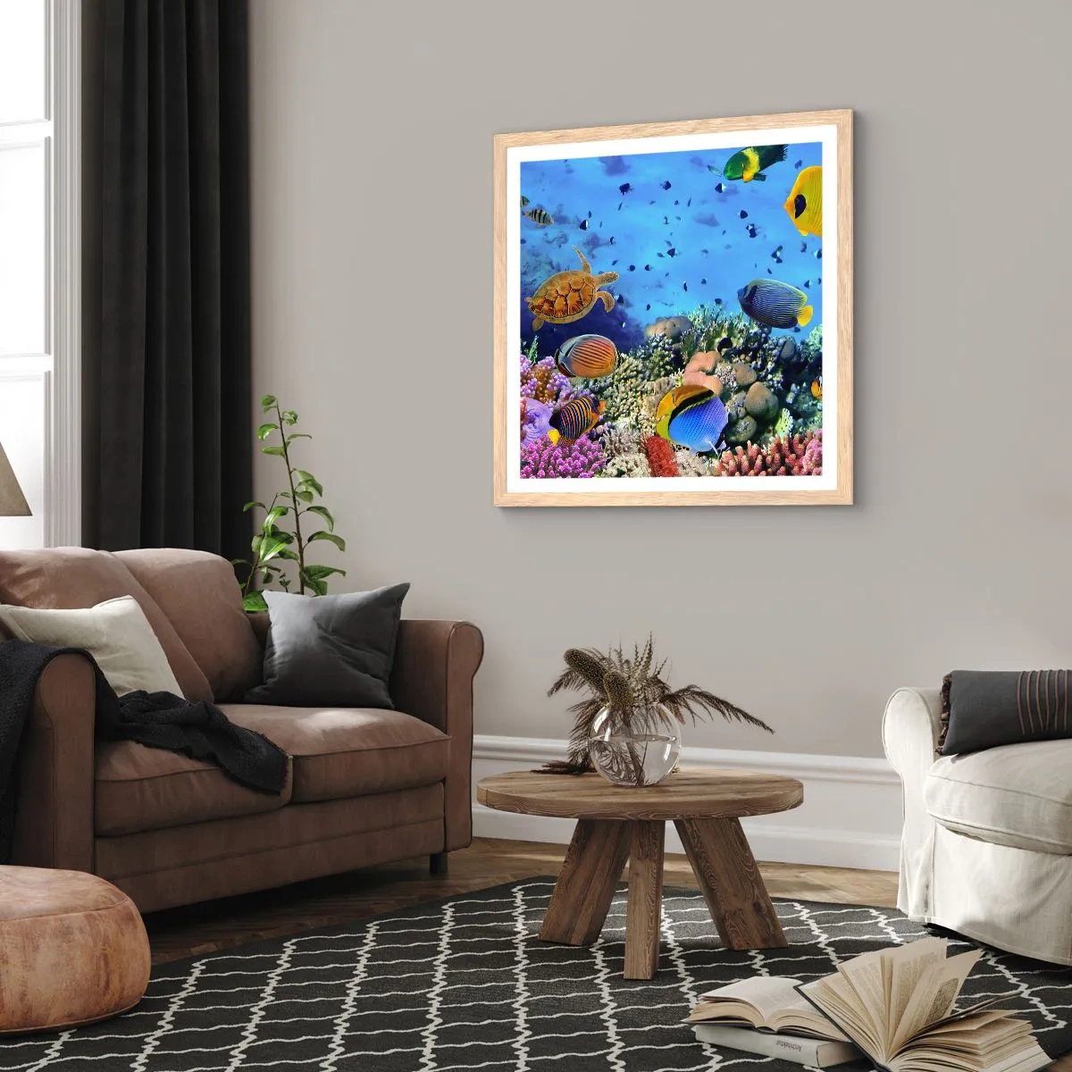 Een poster in een licht eiken lijst - En wat weten we over het leven... - 40x40 cm