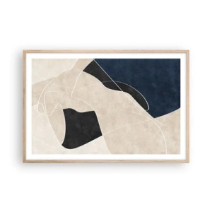 Een poster in een licht eiken lijst - Abstracte compositie – kleurcontrast - 91x61 cm