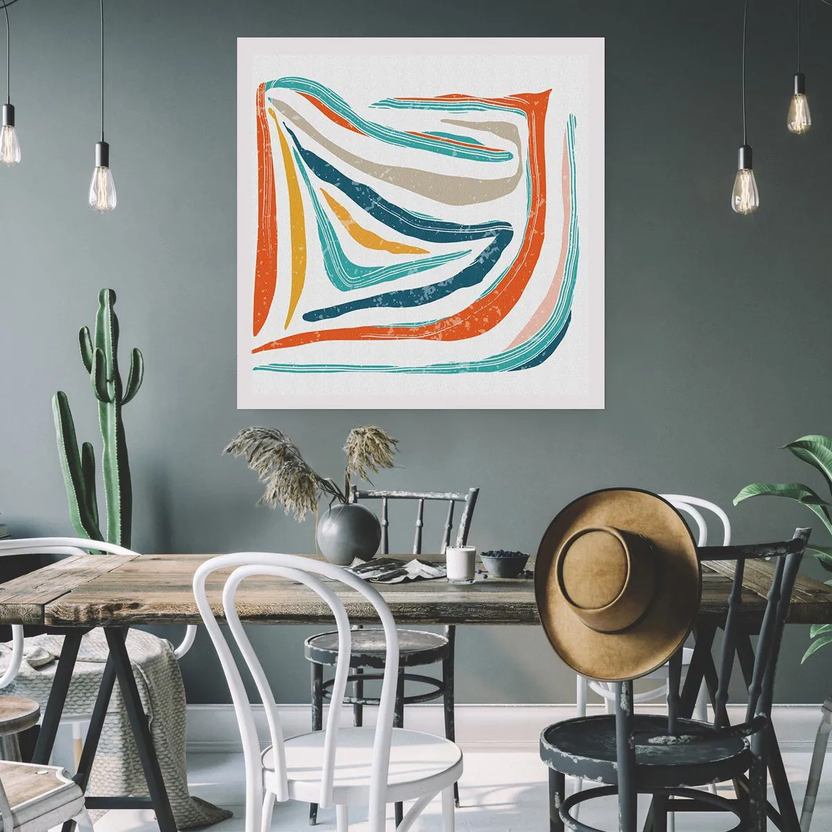 Poster - Abstractie met een vriendelijke glimlach - 30x30 cm