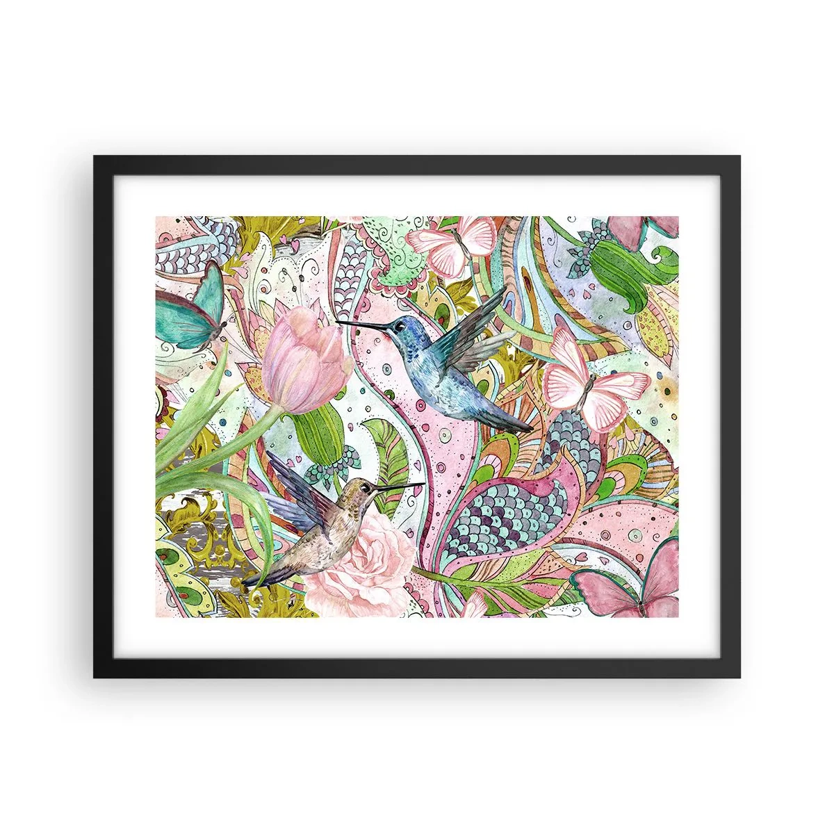 Poster in een zwarte lijst - Verstrikt in wijnstokken - 50x40 cm