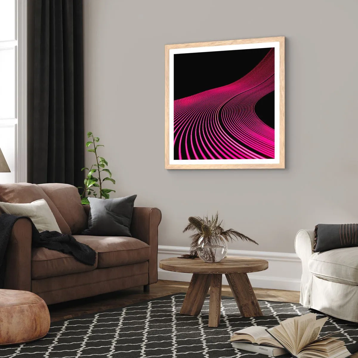 Een poster in een licht eiken lijst - Avenue van licht - 40x40 cm