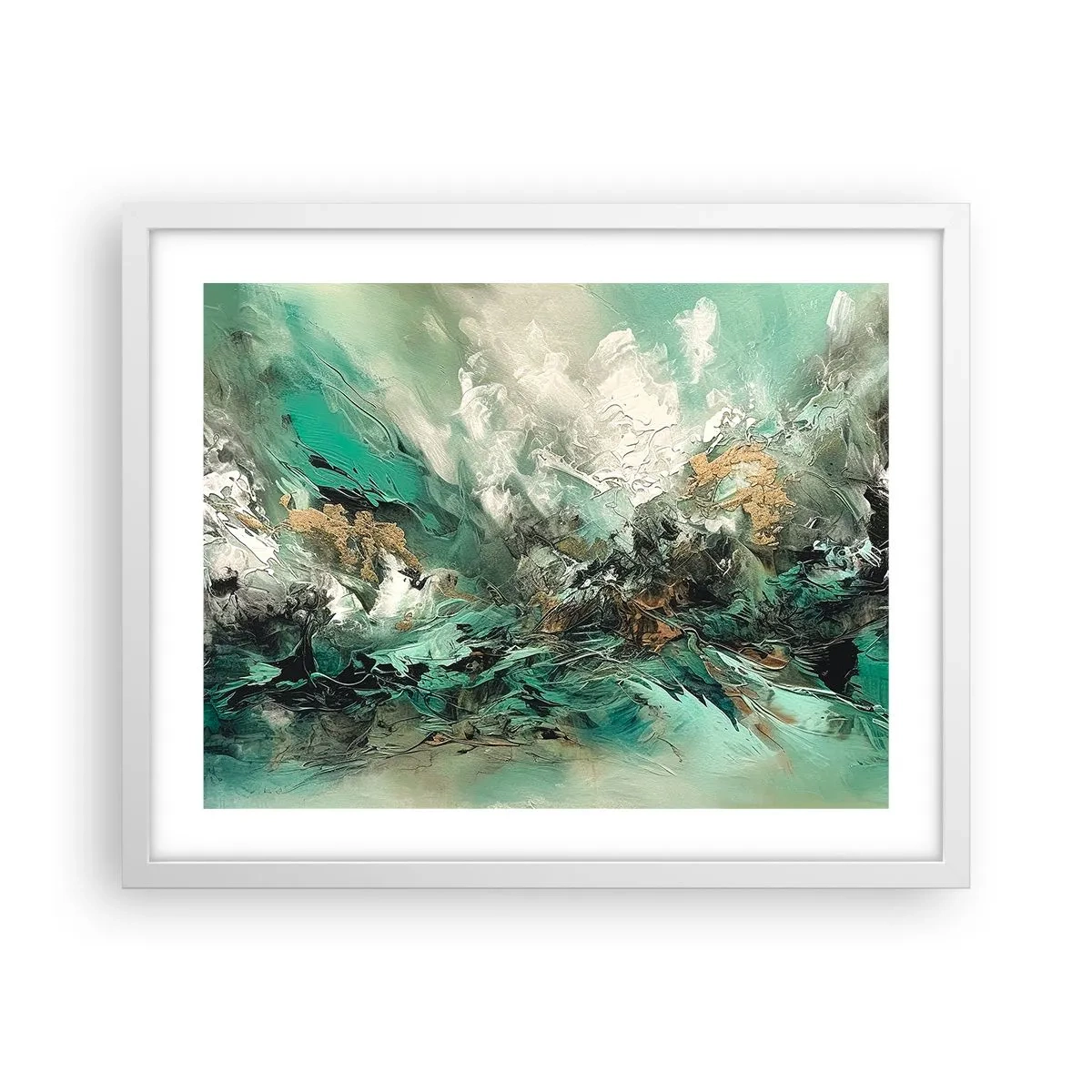 Poster in een witte lijst - Emerald en zwarte branding - 50x40 cm