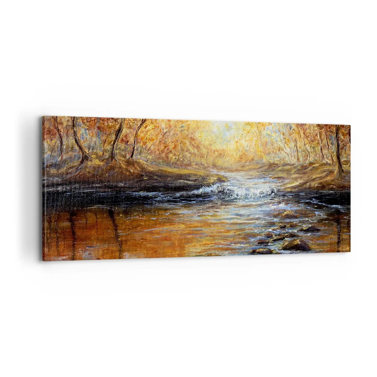Schilderen op canvas - De gouden stroom - 100x40 cm