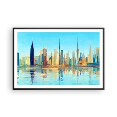 Poster in een zwarte lijst - Een zonnige metropool - 91x61 cm