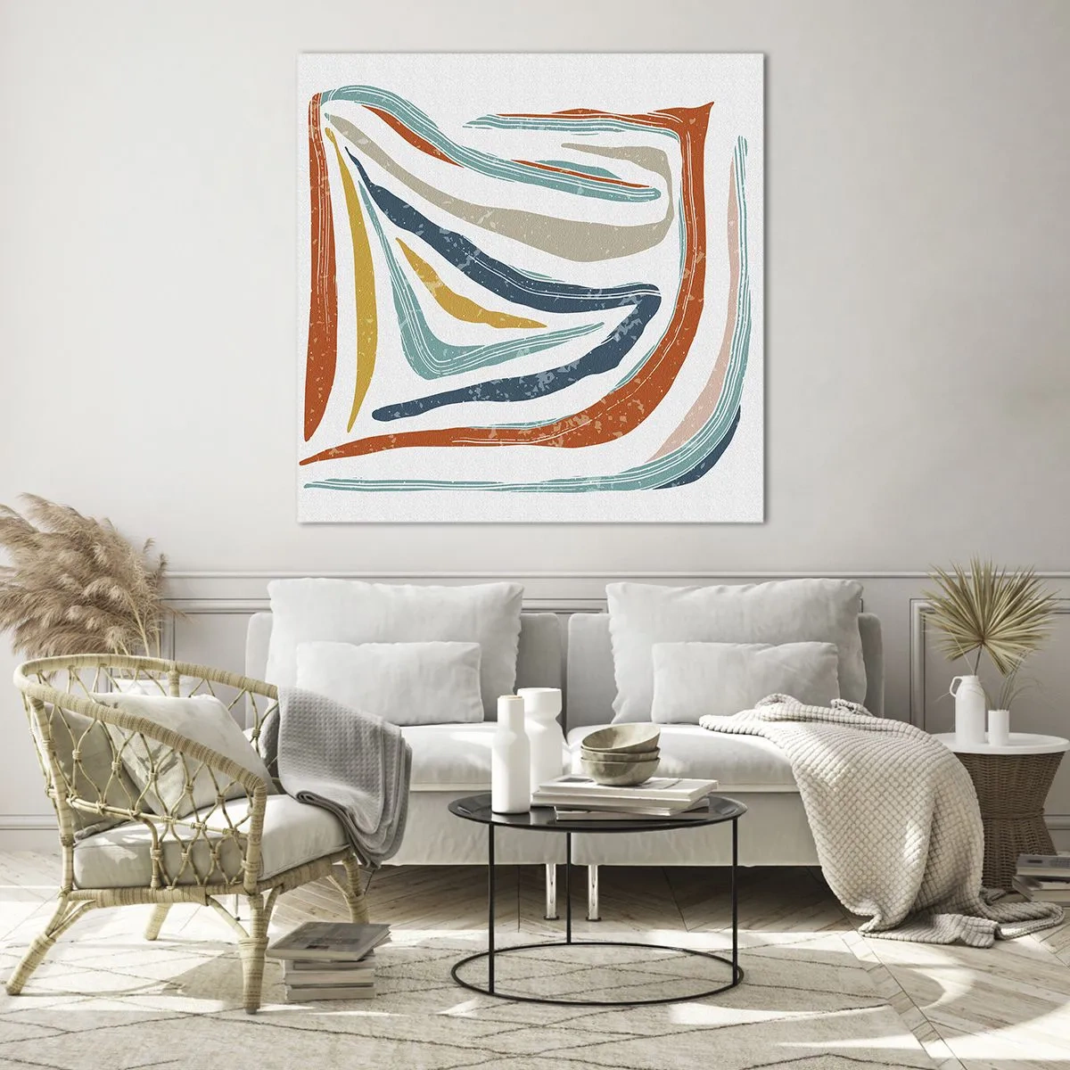 Schilderen op glas - Abstractie met een vriendelijke glimlach - 70x70 cm