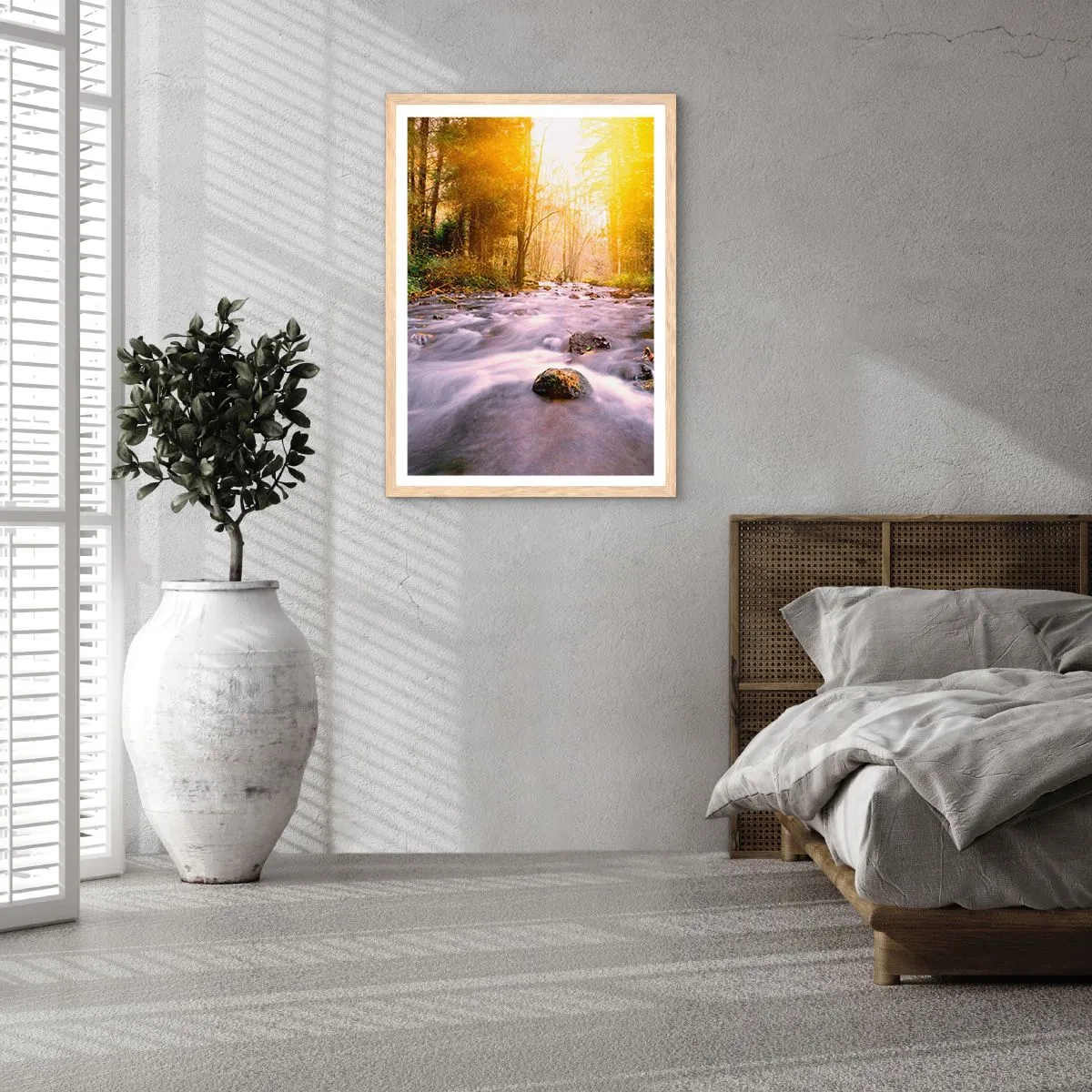 Een poster in een licht eiken lijst - Malachiet in een zilveren en gouden lijst - 70x100 cm