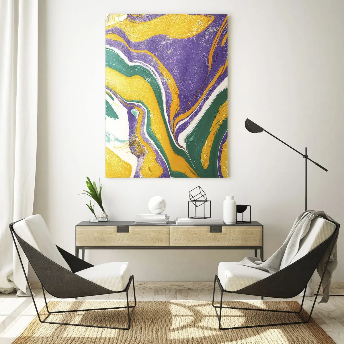 Schilderen op glas - Kleur golven - 80x120 cm