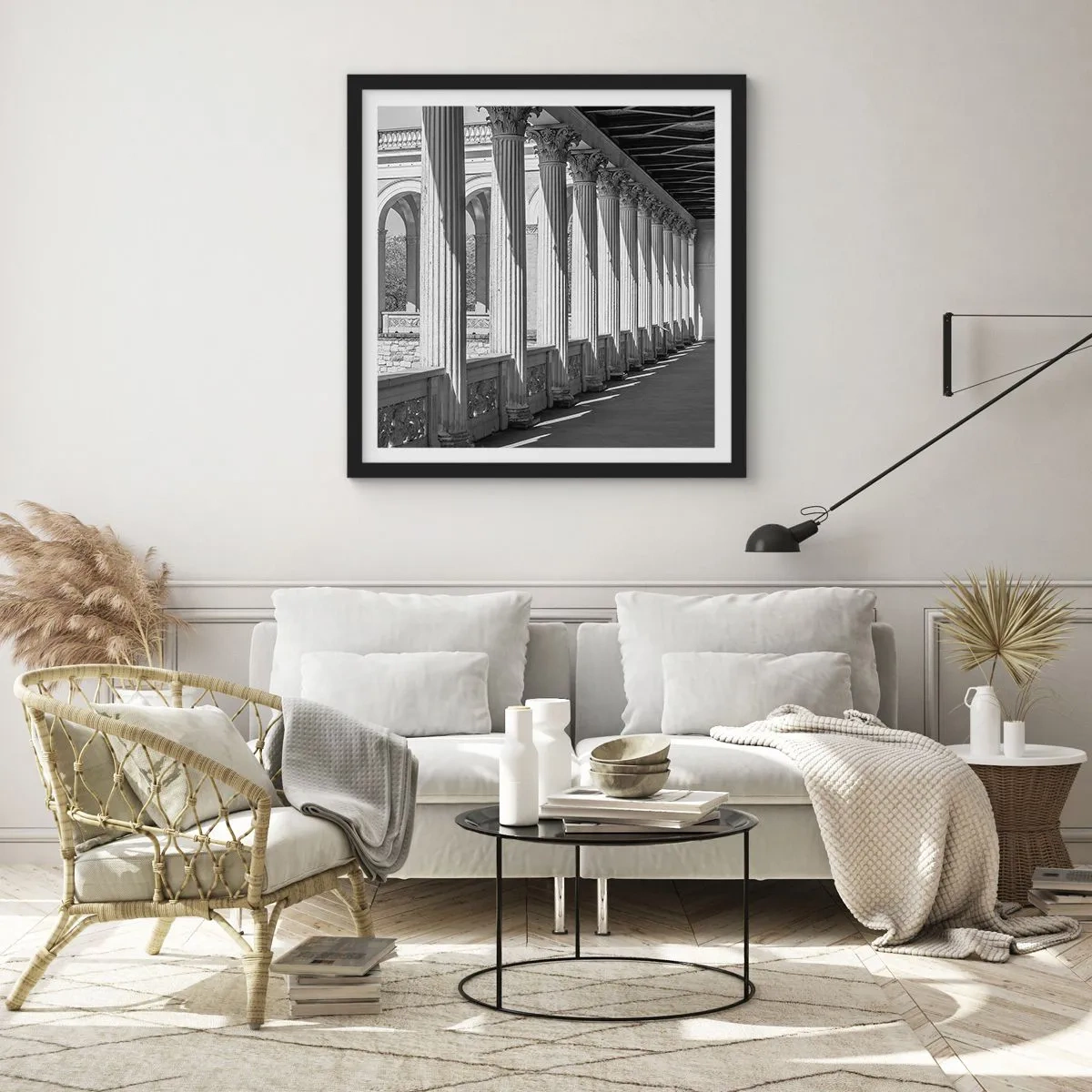 Poster in een zwarte lijst - Zonnige arcade - 50x50 cm