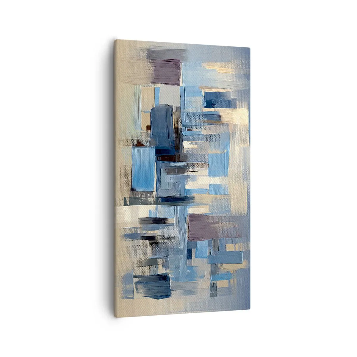 Schilderen op canvas - Blauwe constructie - 55x100 cm