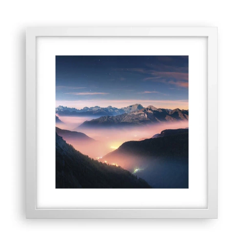 Poster in een witte lijst - Licht in de dalen - 30x30 cm