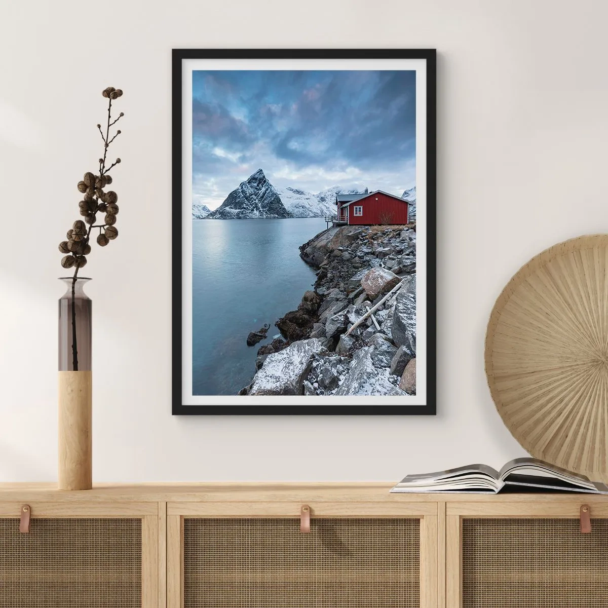 Poster in een zwarte lijst - Alpenherfst - 50x70cm - Scandinavisch toevluchtsoord - Moderne wanddecoratie voor woonkamer en slaapkamer ARTTOR