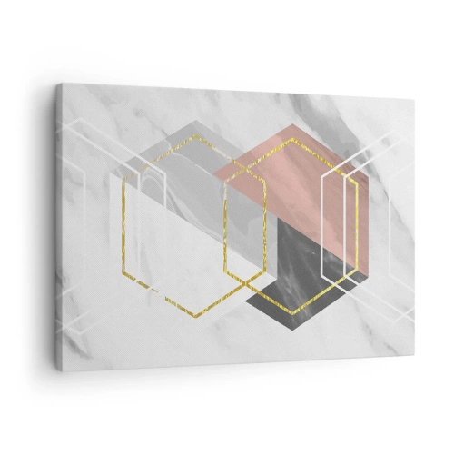 Schilderen op canvas - Geometrische figuren met goud- en marmeraccenten - 70x50cm - Keten samenstelling - Moderne wanddecoratie voor woonkamer en slaapkamer ARTTOR