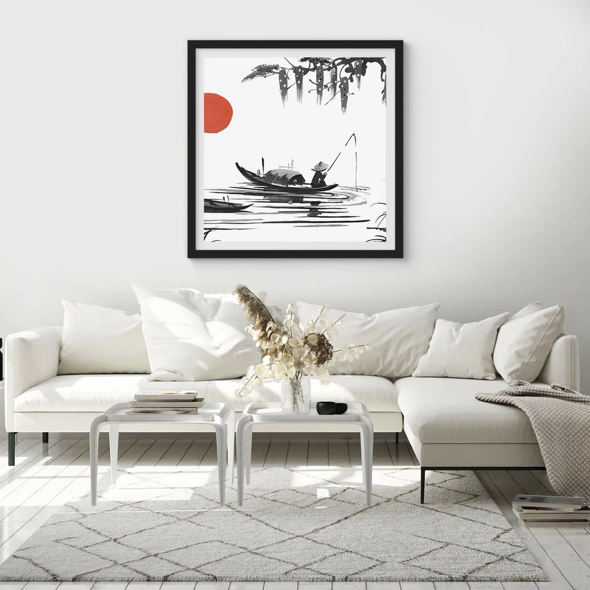 Poster in een zwarte lijst - Aziatische middag - 30x30 cm