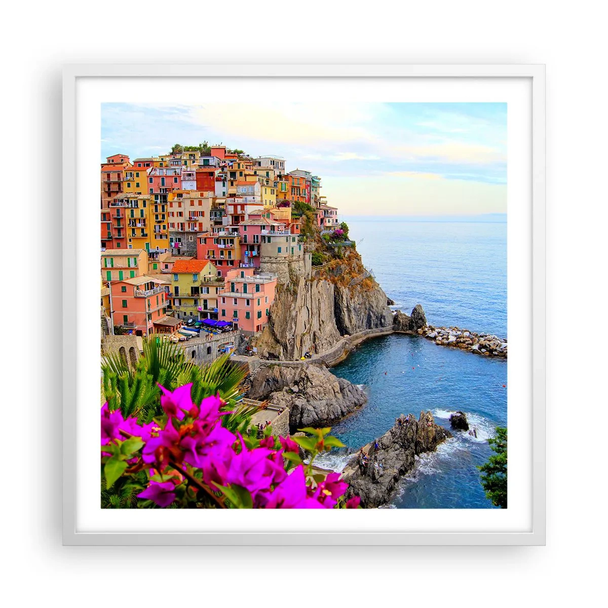 Poster in een witte lijst - Lachende stad - 60x60 cm