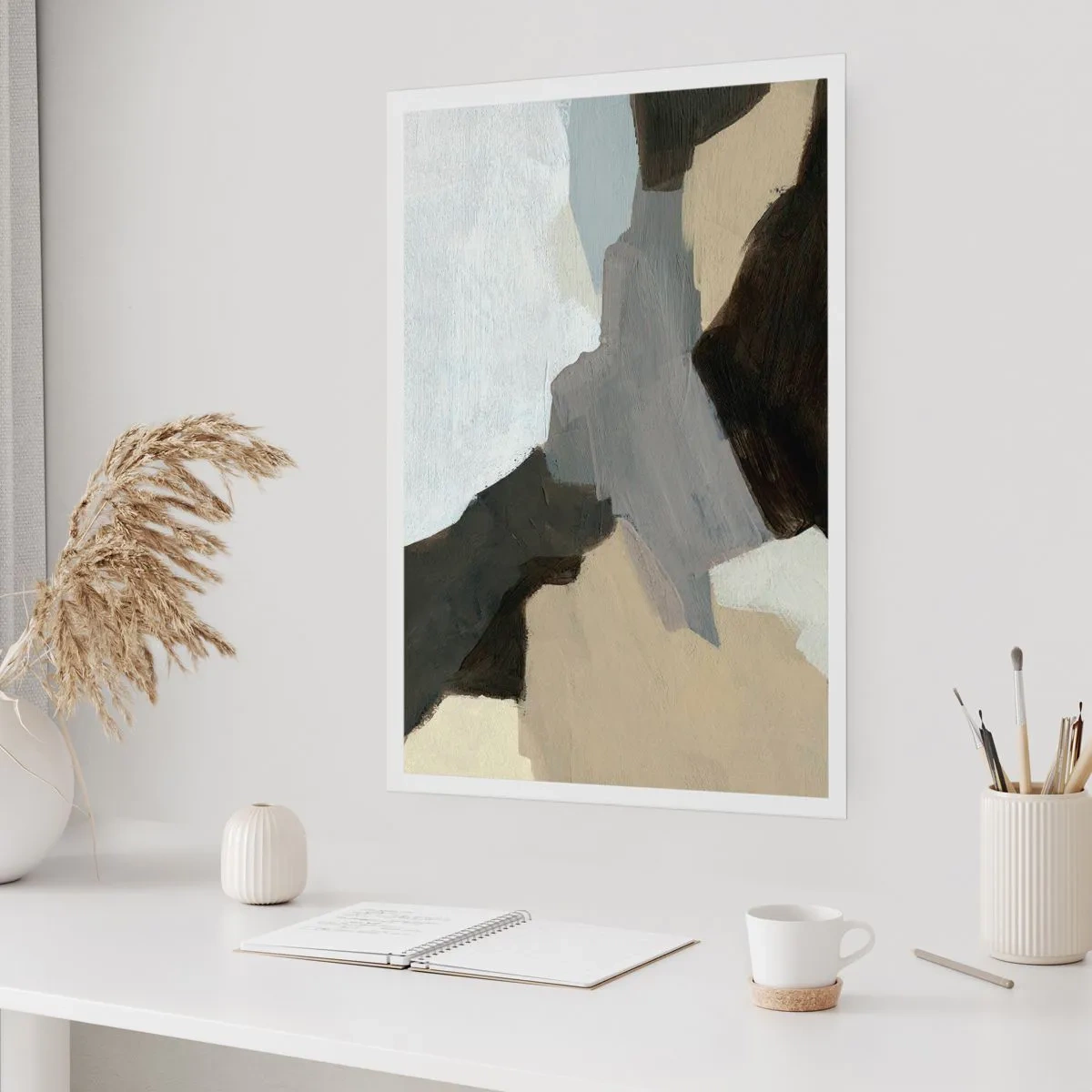 Poster - Abstractie: het kruispunt van grijs - 50x70 cm