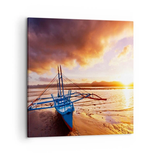 Schilderen op canvas - Strek je uit op het zand na een hele dag - 50x50 cm