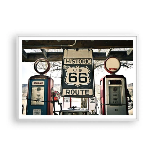 Poster in een witte lijst - Amerikaanse retro reis - 100x70 cm