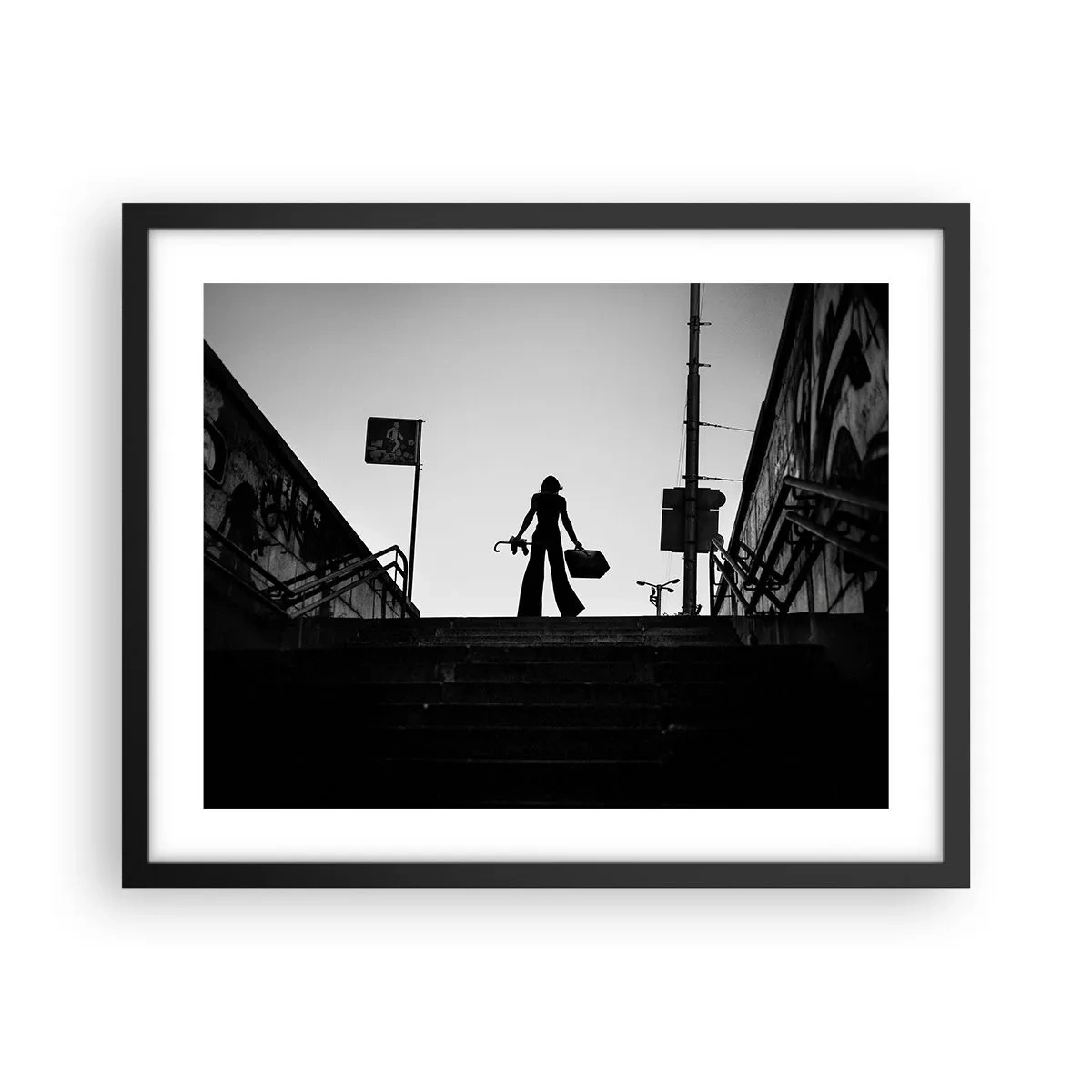 Poster in een zwarte lijst - Stedelijk dwalen - 50x40 cm
