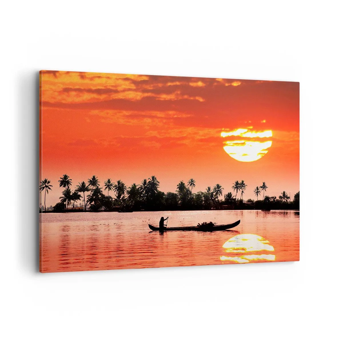 Schilderen op canvas - De rust van de tropen bij zonsondergang - 100x70 cm