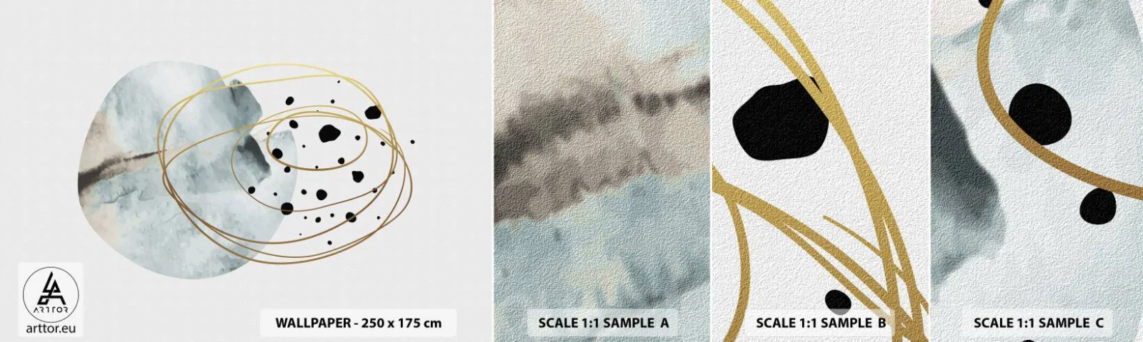 Fotobehang Staaltje Standard Eco - Omarmd door de ruimte - Abstractie, Deel, Modern patroon - 100x30 cm