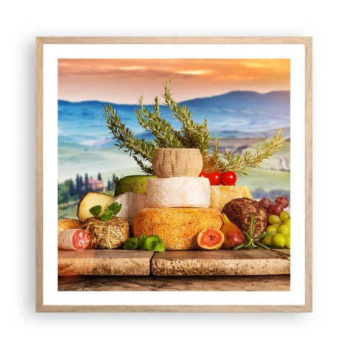Een poster in een licht eiken lijst - De Italiaanse levensvreugde - 60x60 cm