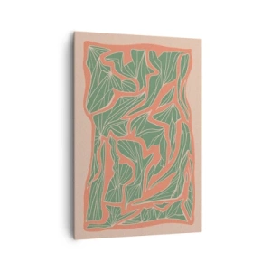 Schilderen op canvas - De strijd tussen koraal en groen - 70x100 cm