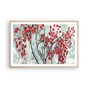 Een poster in een licht eiken lijst - Boom in scharlaken - 91x61 cm